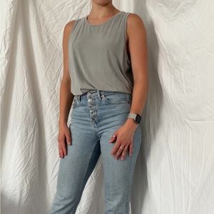 Eileen Fisher Silk Velvet basic Grey Flowy Tank Size XL